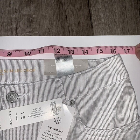 CHICOS Womens So Slimming Striped Girlfriend Crops Size 10 New With Tags‎ Gift - Picture 7 of 10